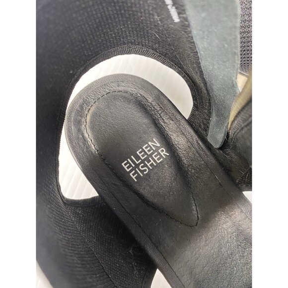 Eileen Fisher Knit-St Stretch Black Open Toe Platform Sandals Women’s Sz 9.5 - Picture 8 of 10